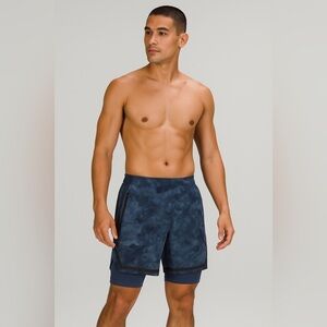 Lululemon Blue Tie-Dye 2-in-1 Training Shorts Size M
